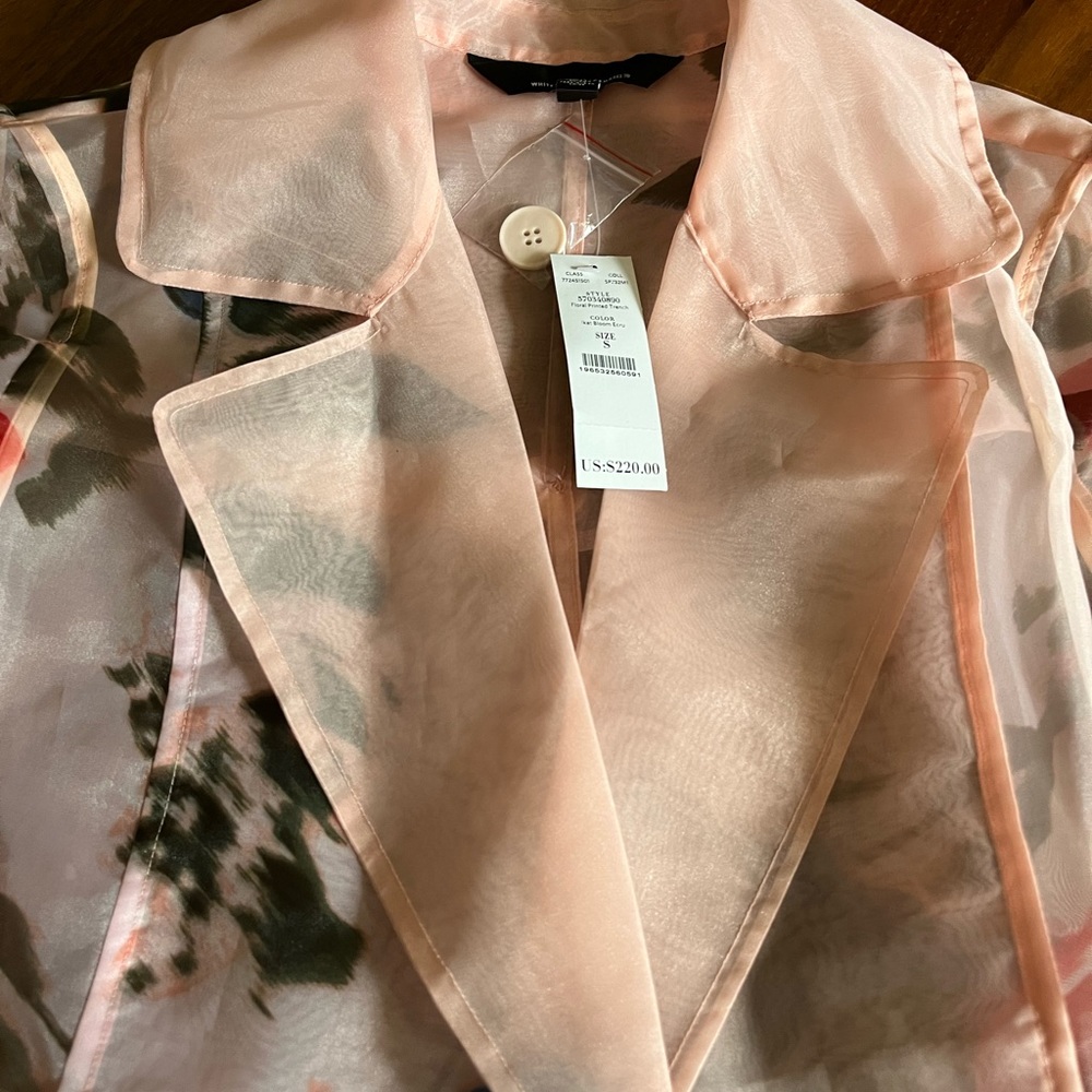 WHBM Floral Printed Organza Trench Coat NWT